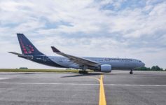 a large airplane on a runway