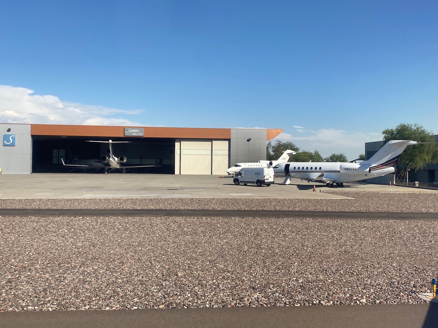 airplanes parked in a hangar