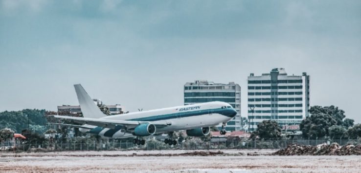 a plane taking off from a runway