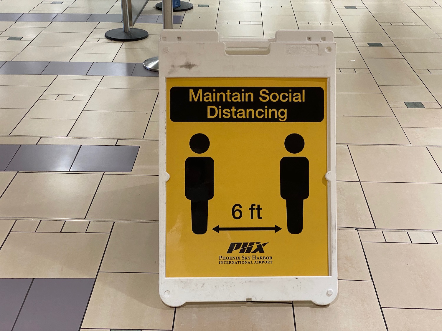 a sign on the floor