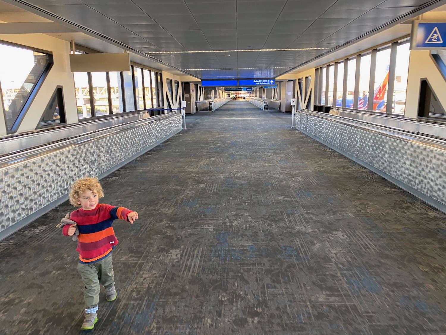 a child standing in a hallway