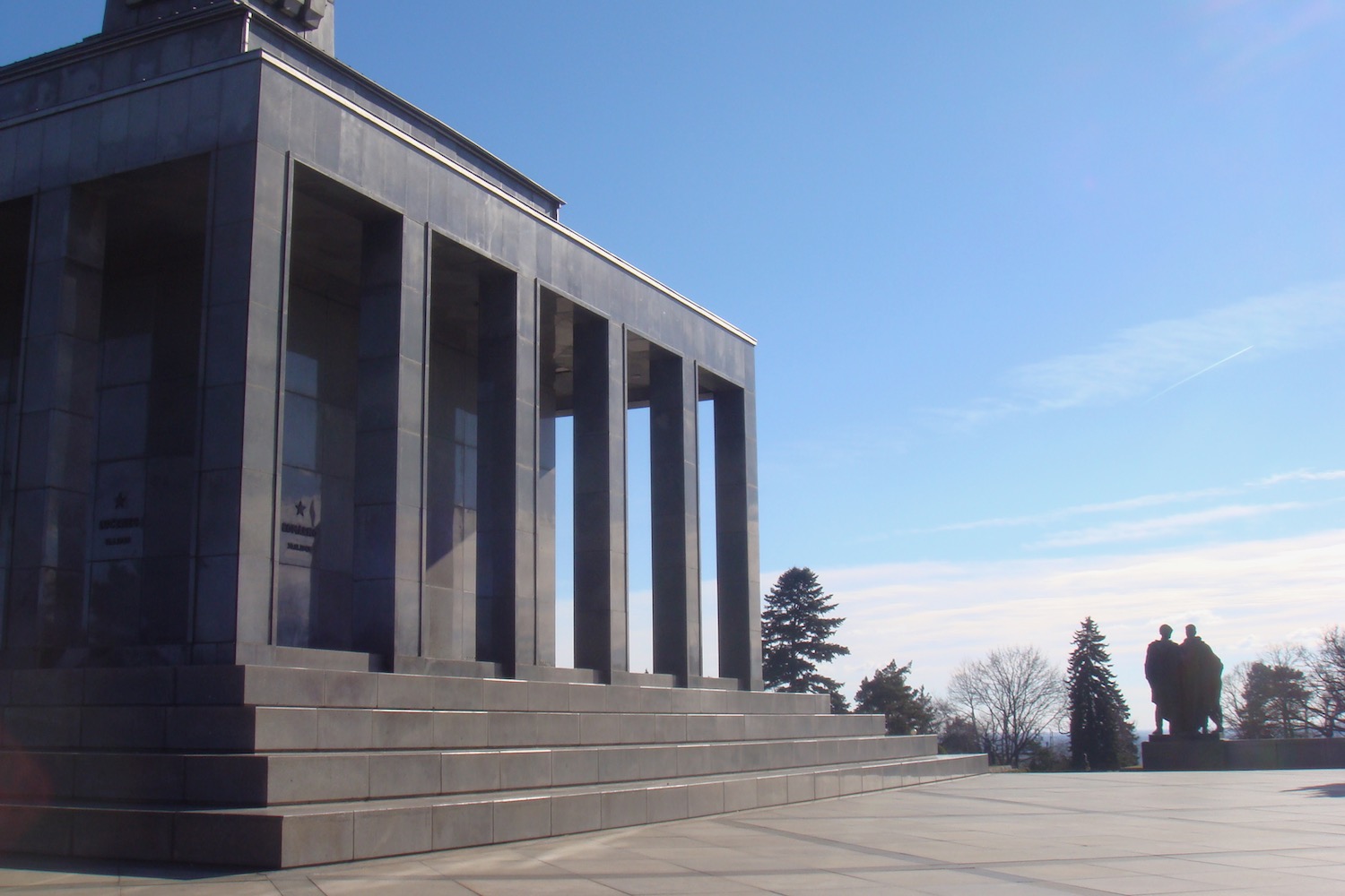 a building with columns and steps