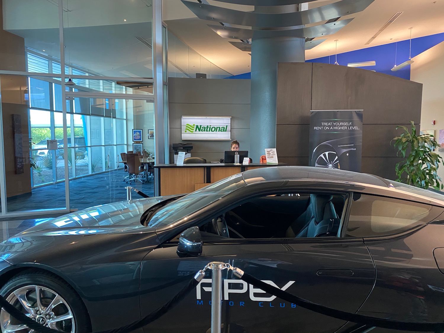 a car in a showroom