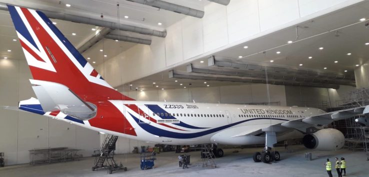 an airplane in a hangar