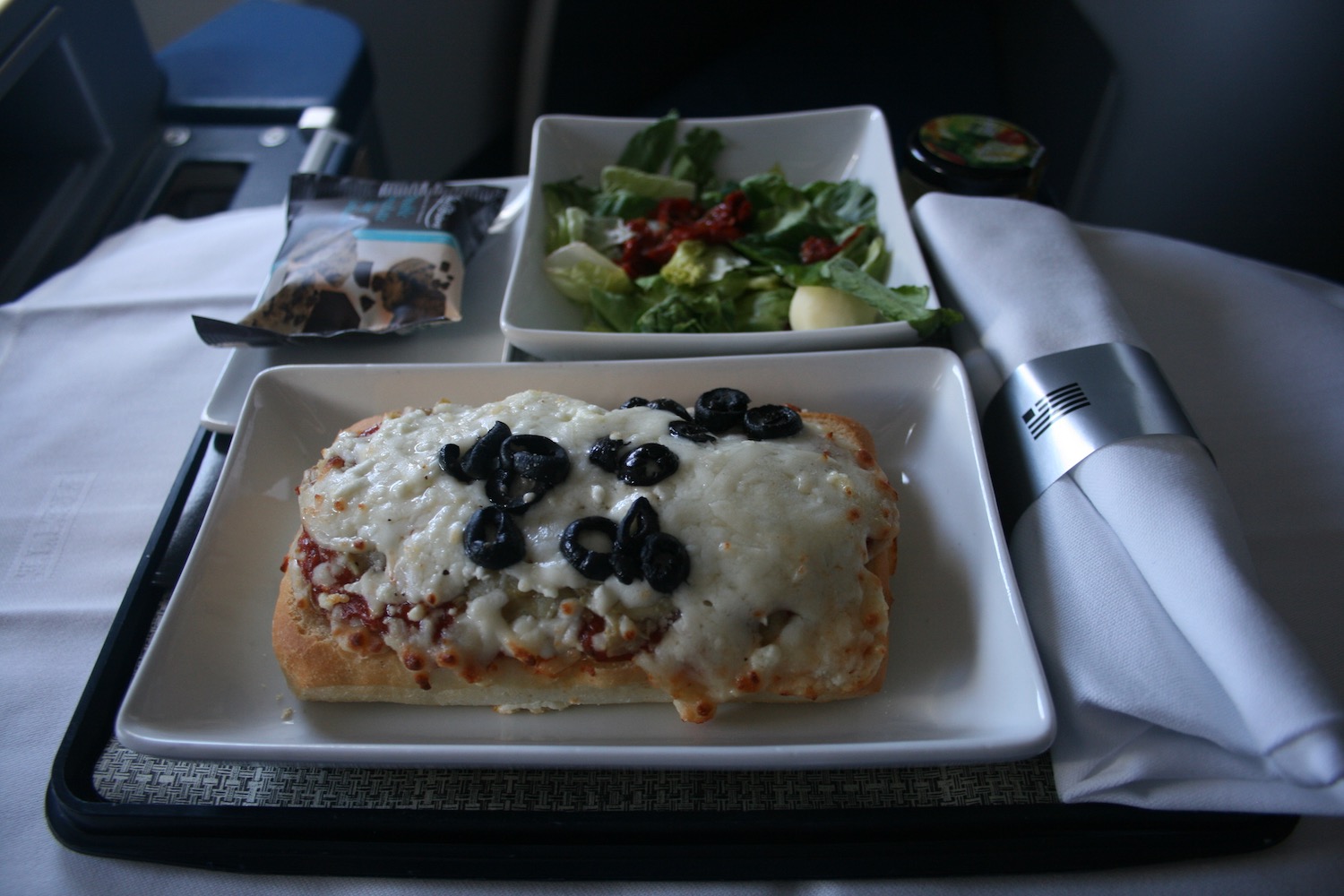 a plate of food on a tray