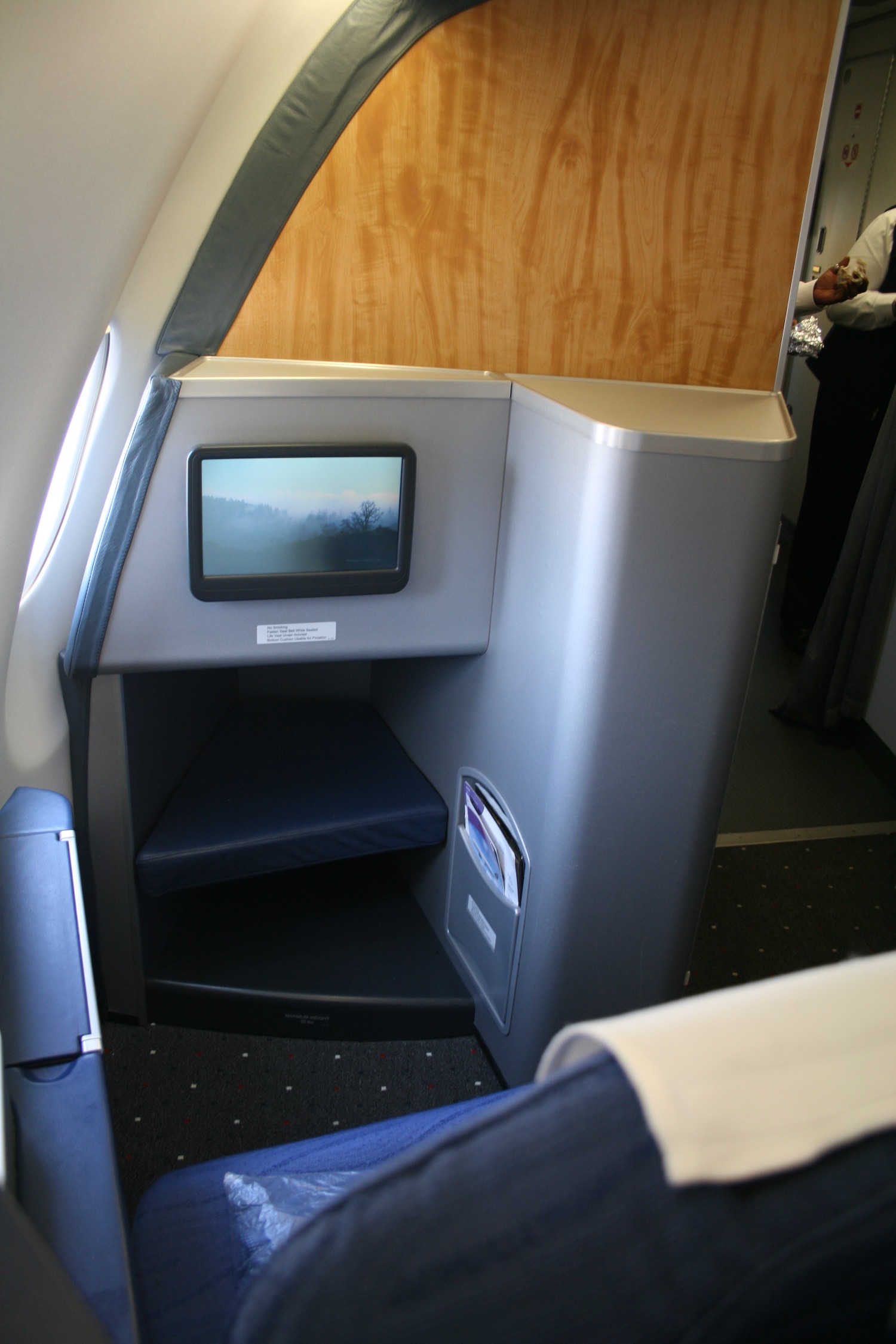 a tv on the back of an airplane