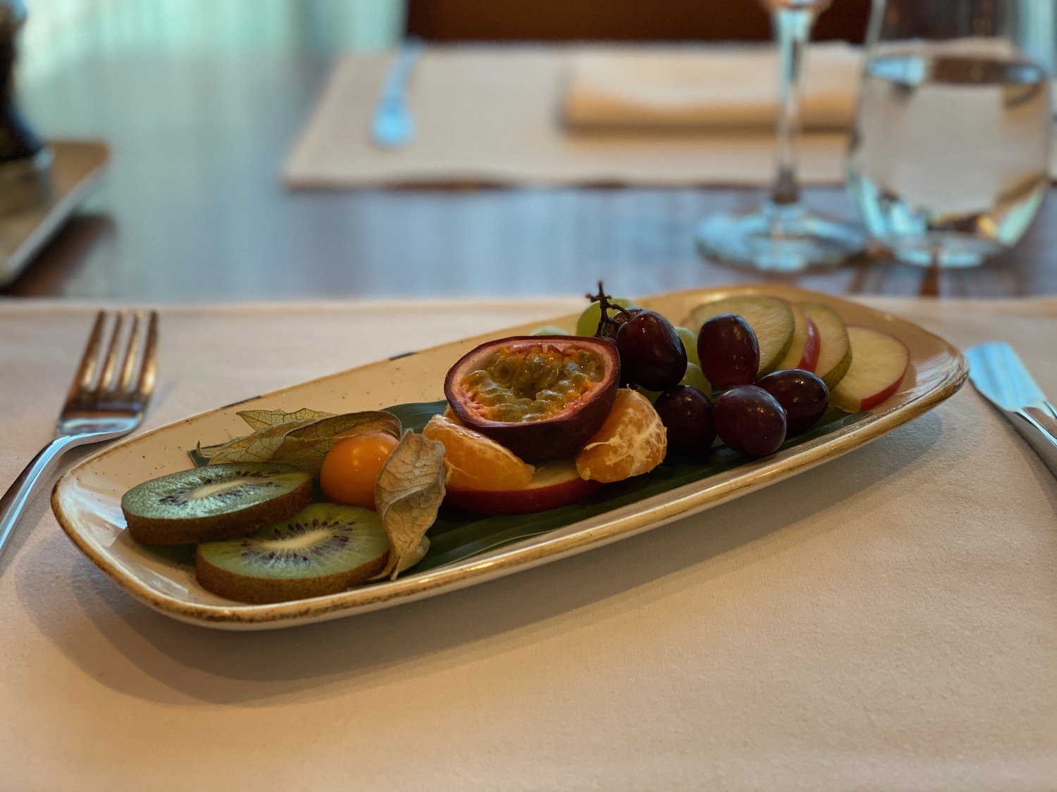 a plate of fruit on a table