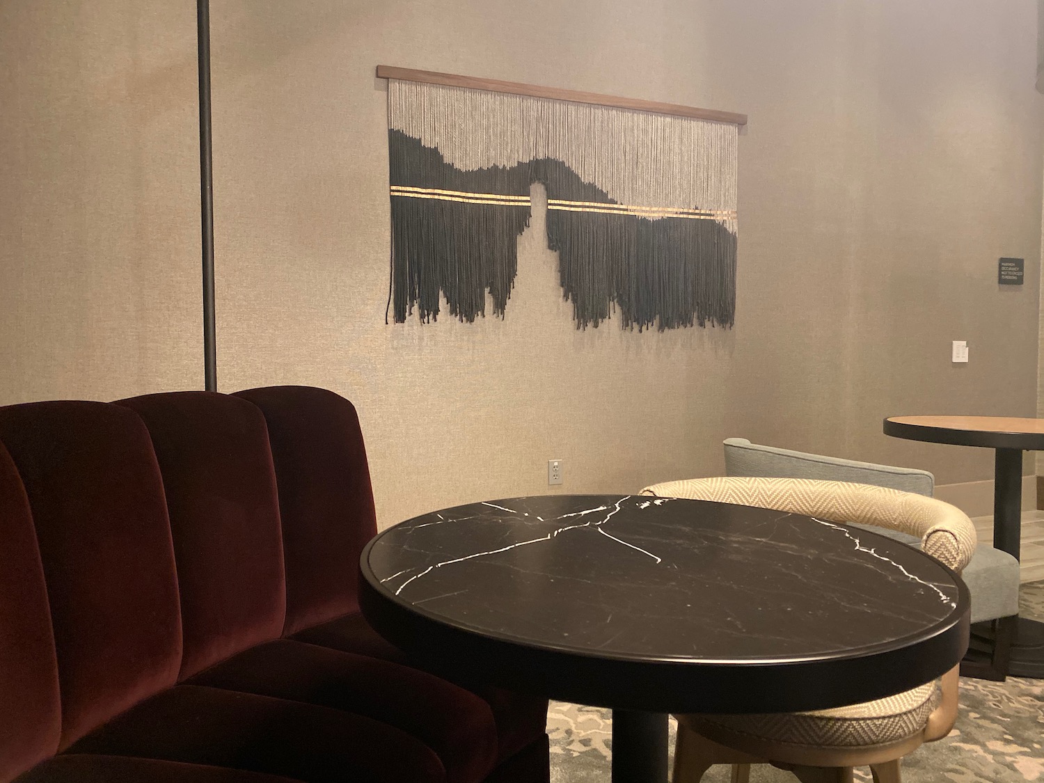 a table and chairs in a room