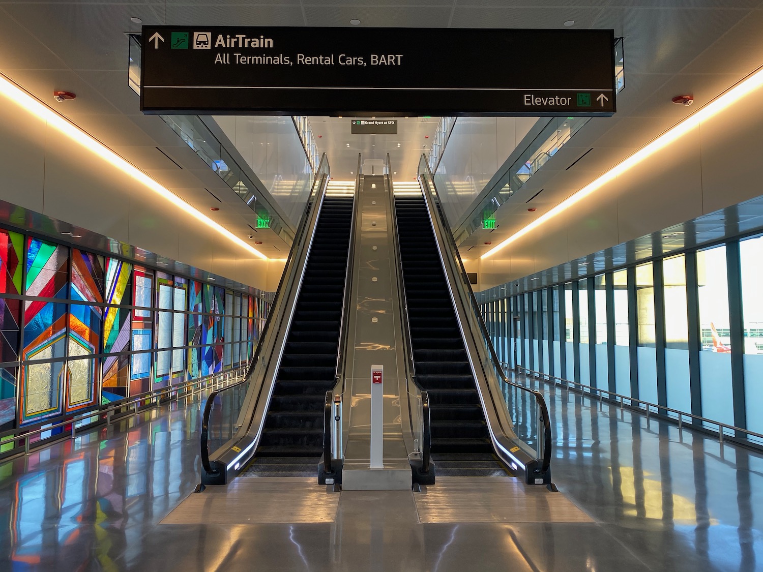 an escalator in a building