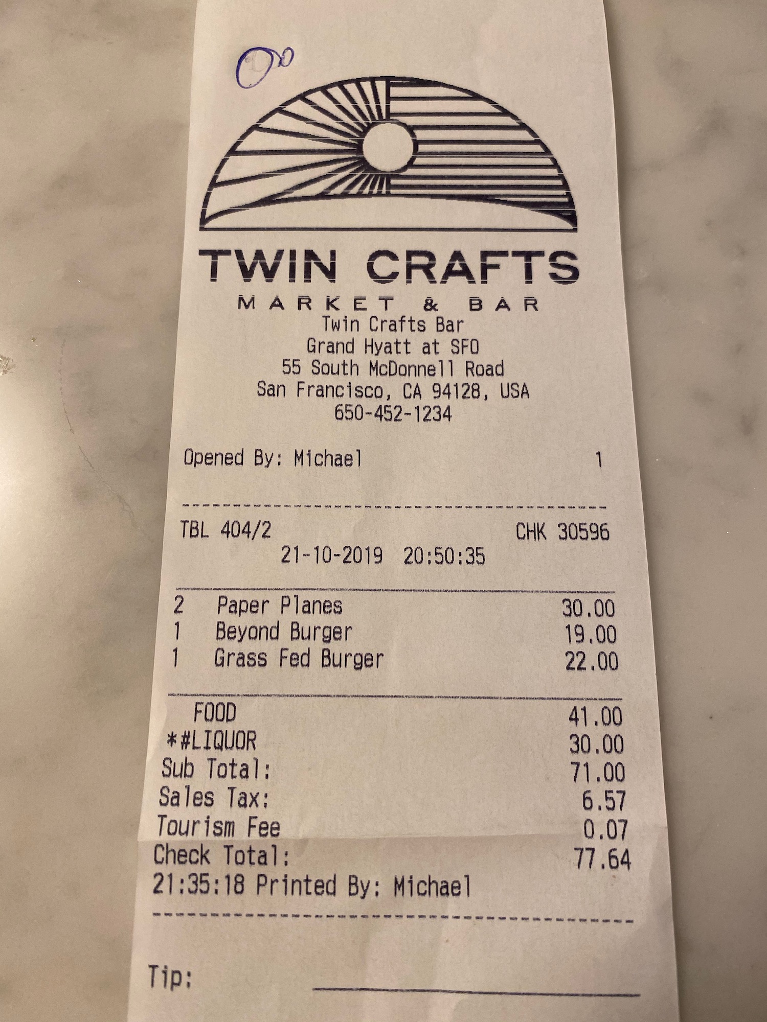 a paper receipt with black text