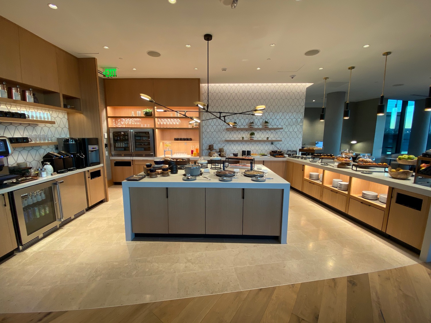 a large kitchen with a large island