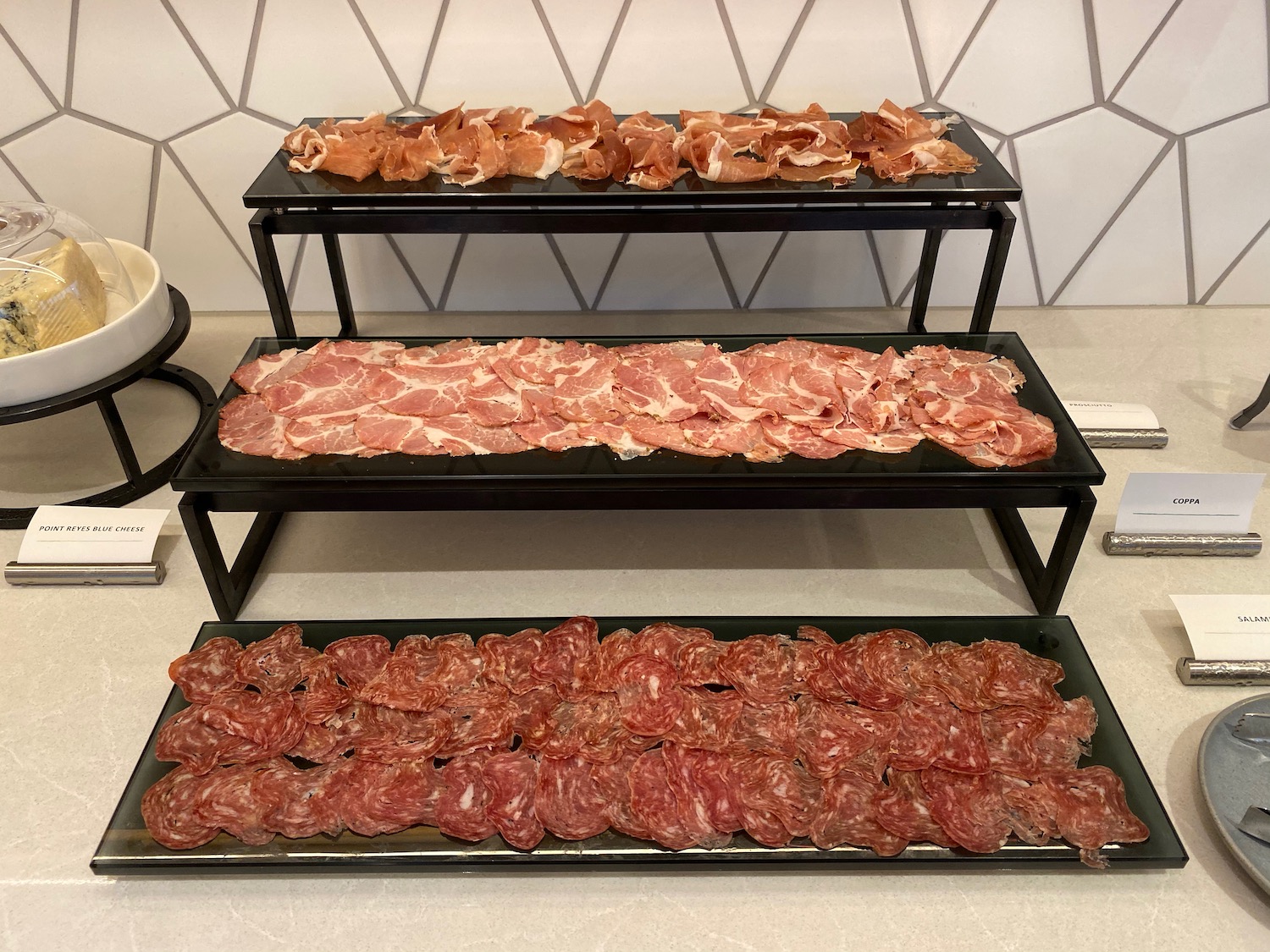 a trays of meat on a counter