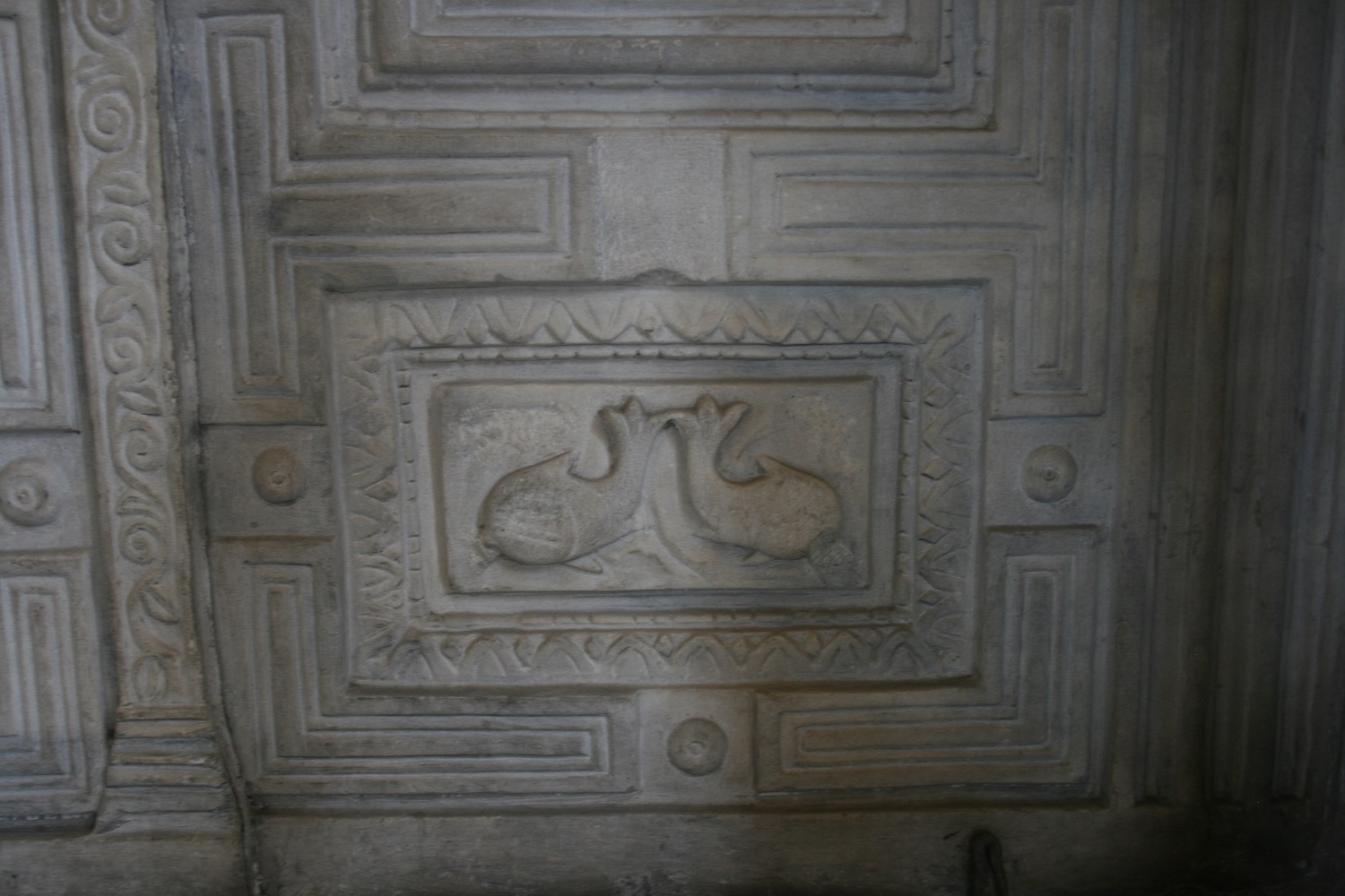 a stone carving on a wall
