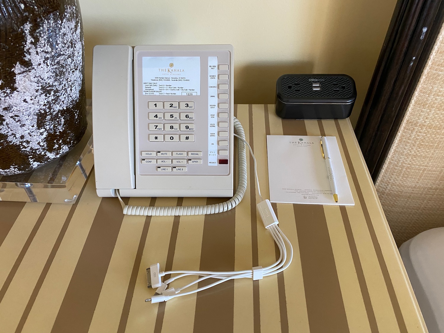 a telephone on a table