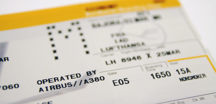 a close up of a flight ticket