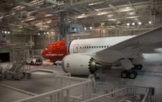 an airplane in a hangar