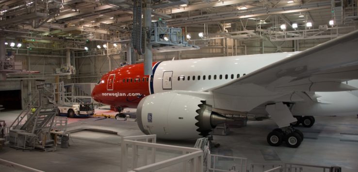 an airplane in a hangar