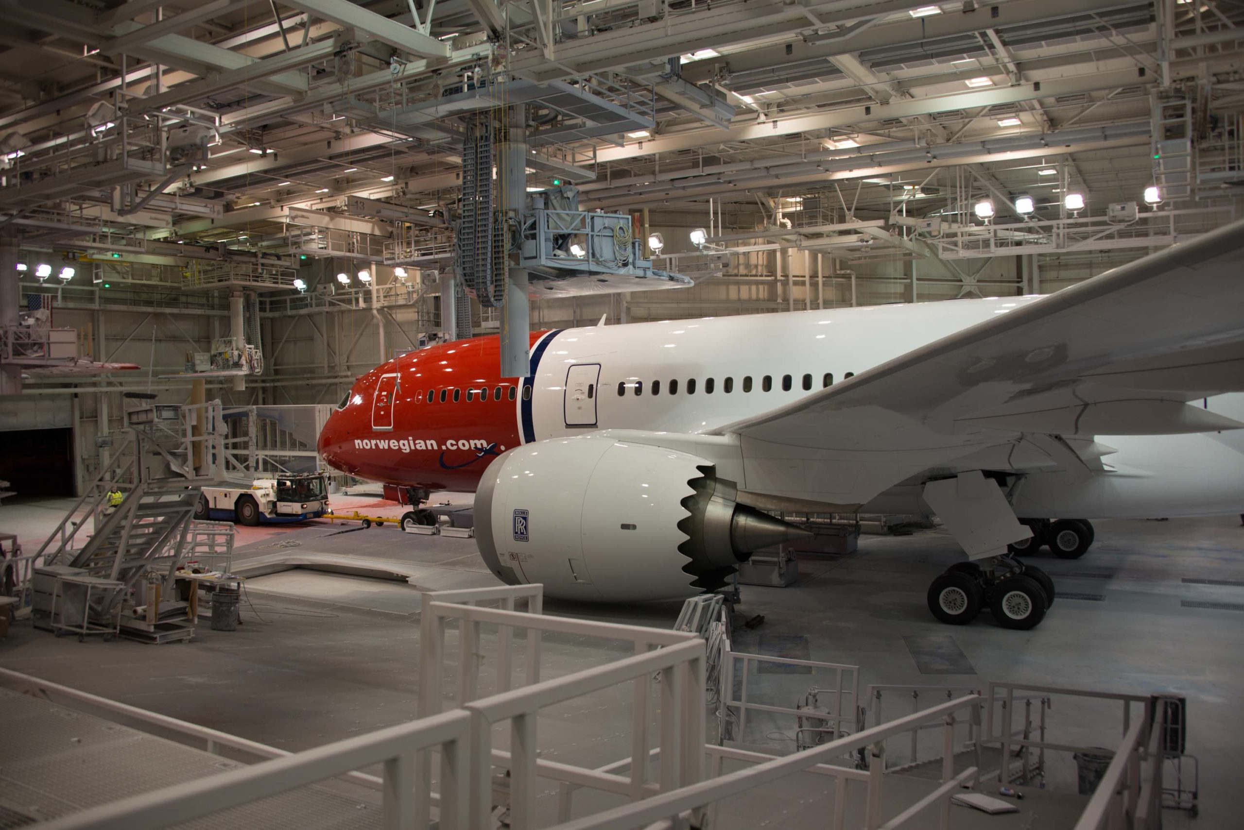 an airplane in a hangar