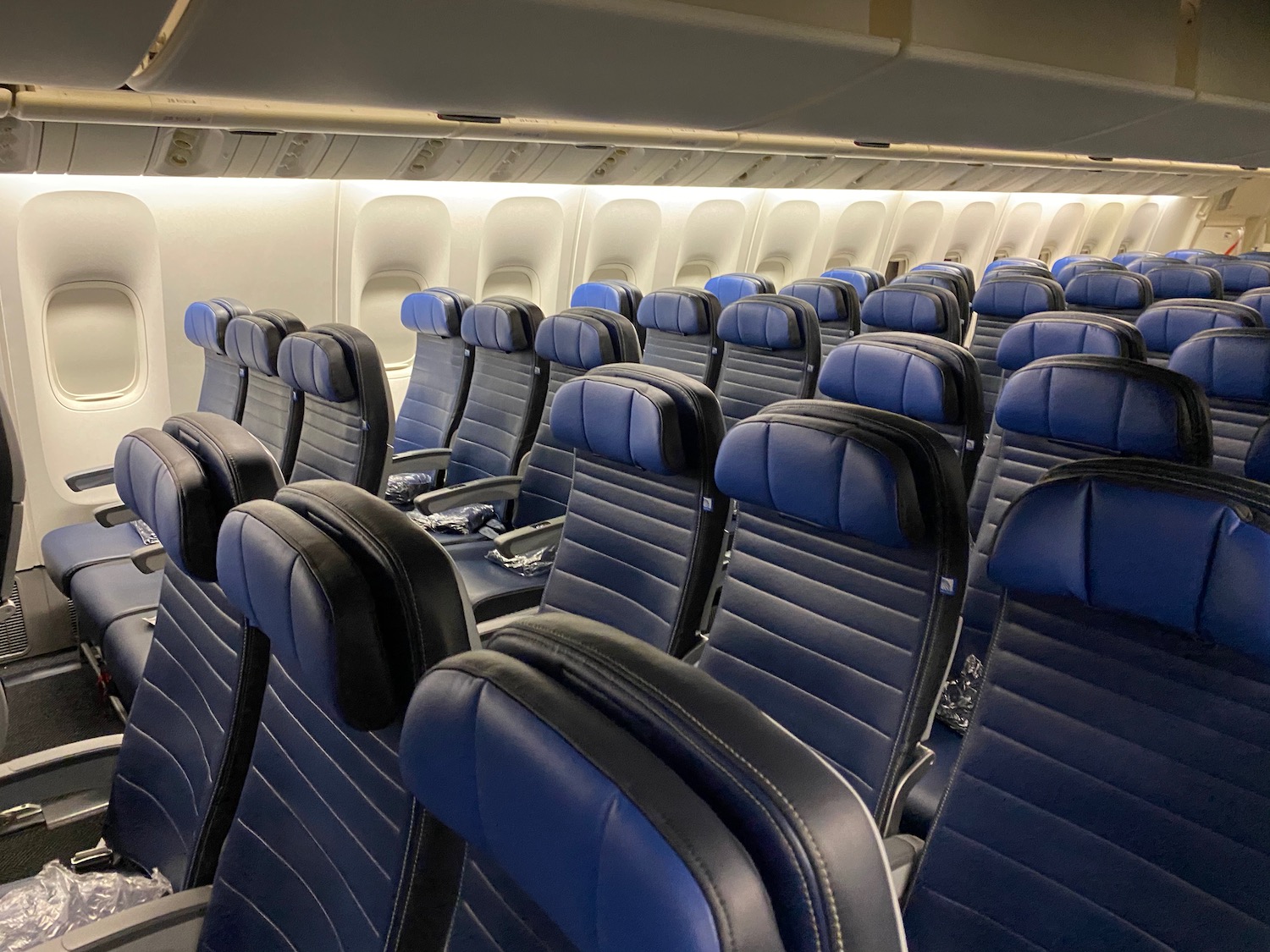 a row of seats in an airplane