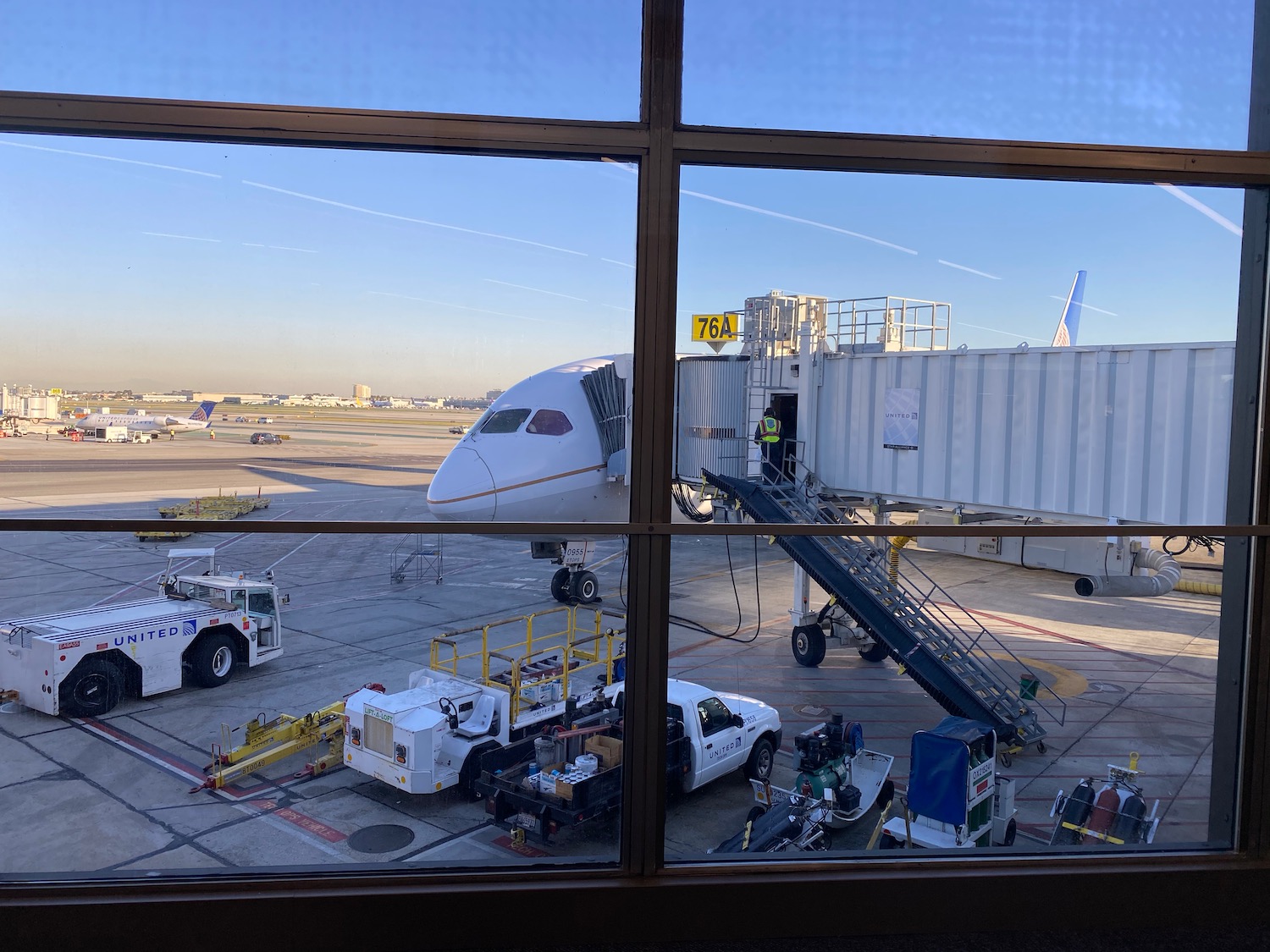 a plane parked at an airport