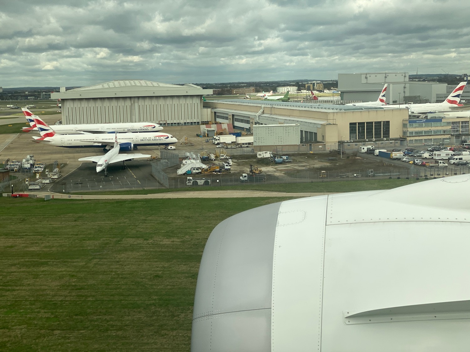 an airplane parked in a hangar