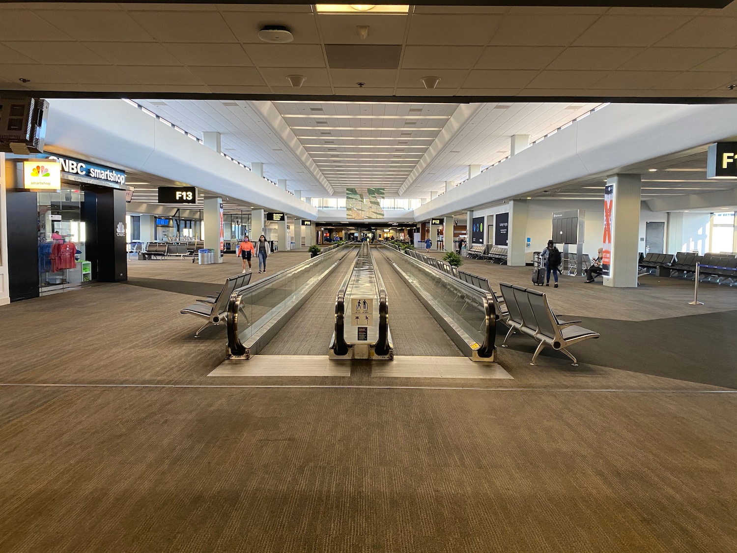 a walkway in an airport