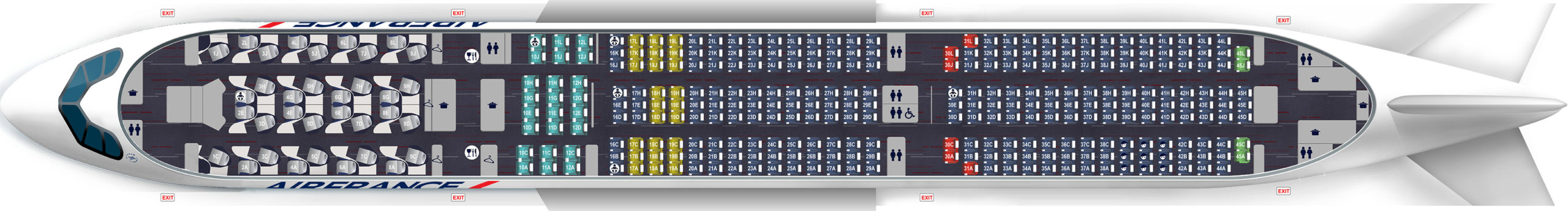 Air France A350 900 Seat Map Scaled 