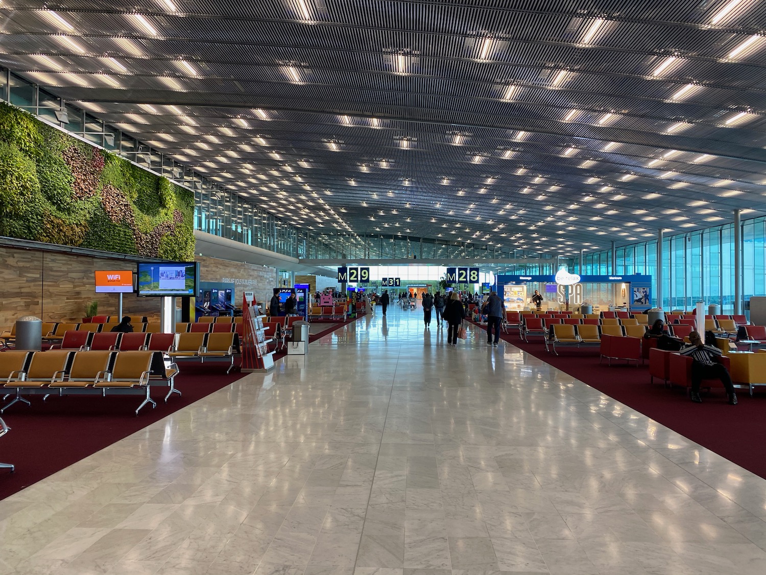 a group of people in an airport