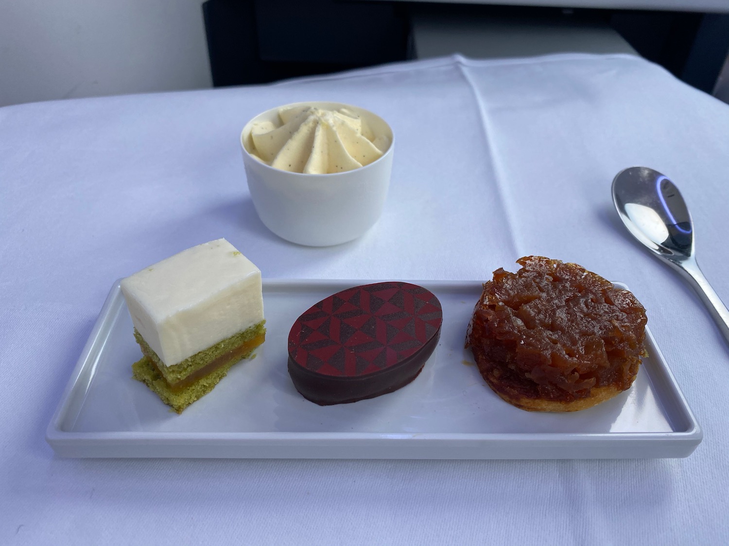 a plate of desserts on a table