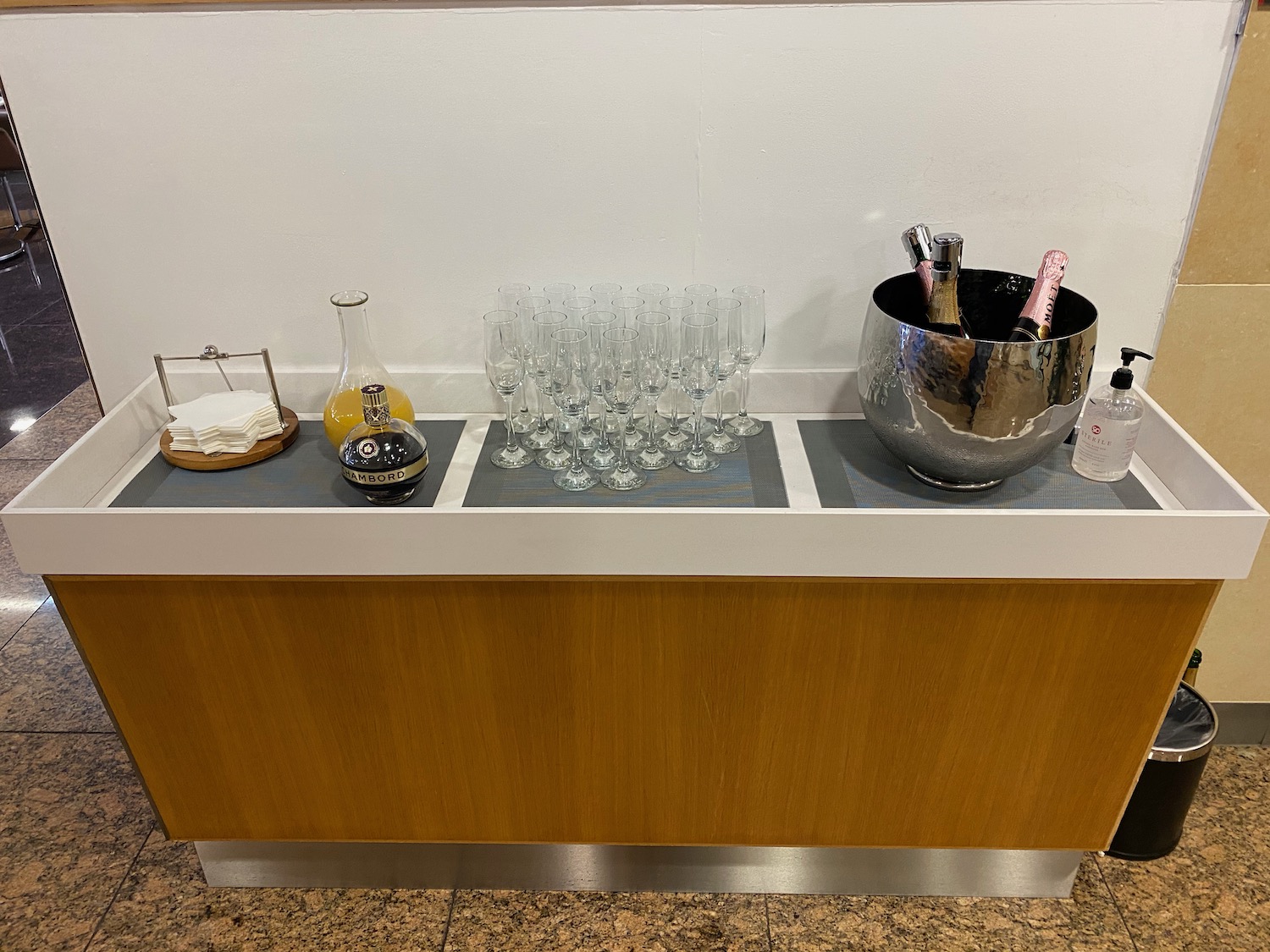 a group of glasses on a counter