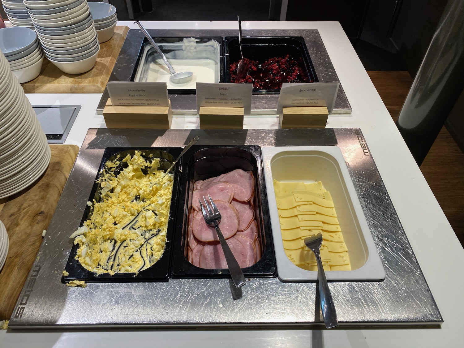 a trays of food on a table