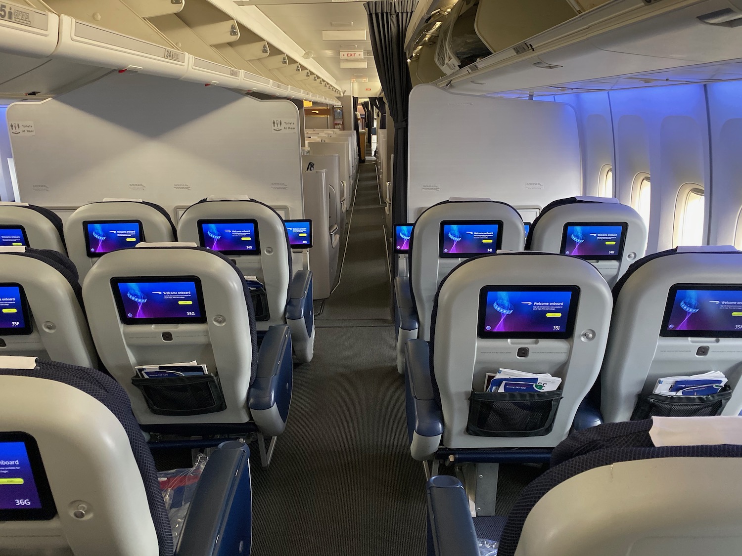 a row of seats in an airplane