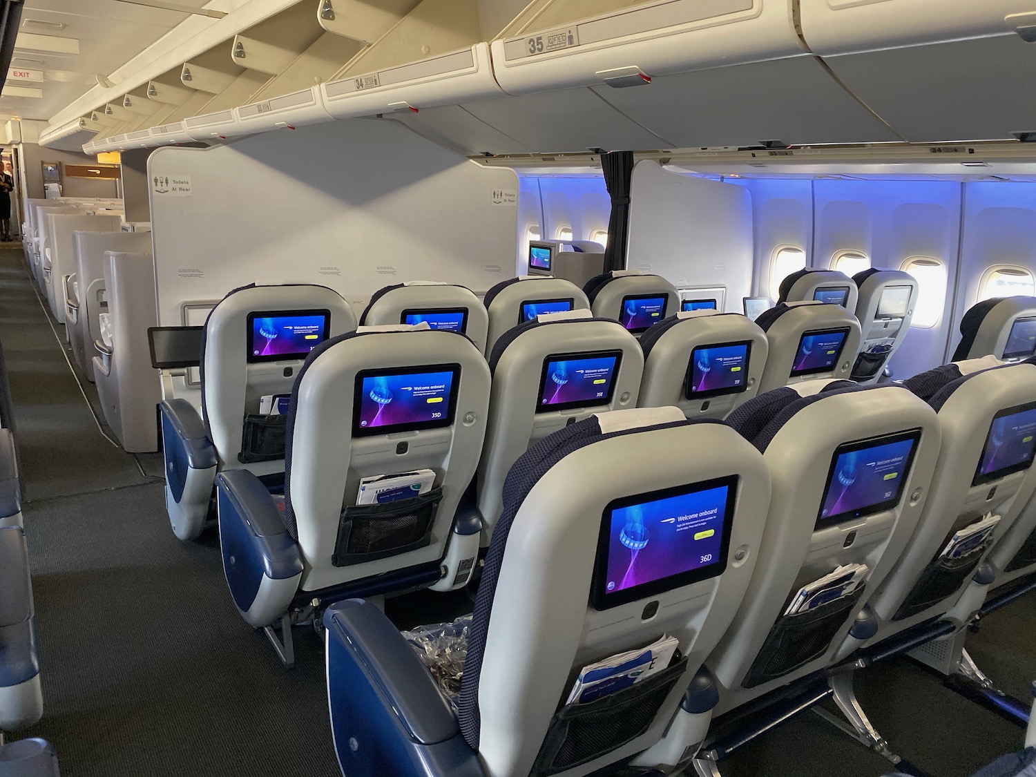 a row of seats in an airplane