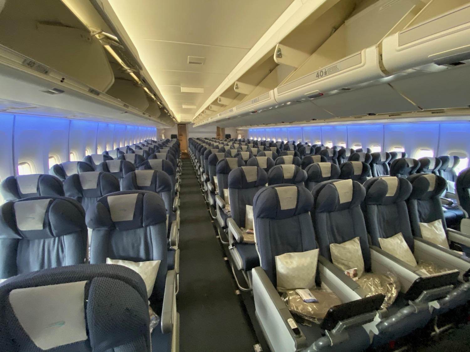 an airplane with rows of seats