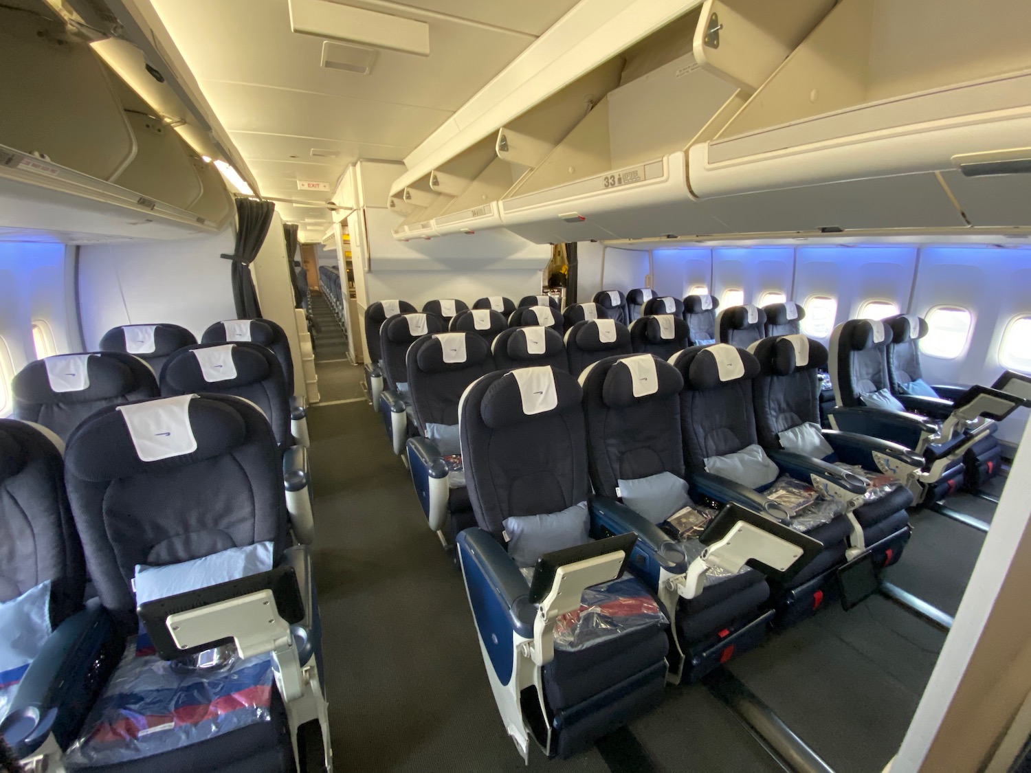 a row of seats in an airplane