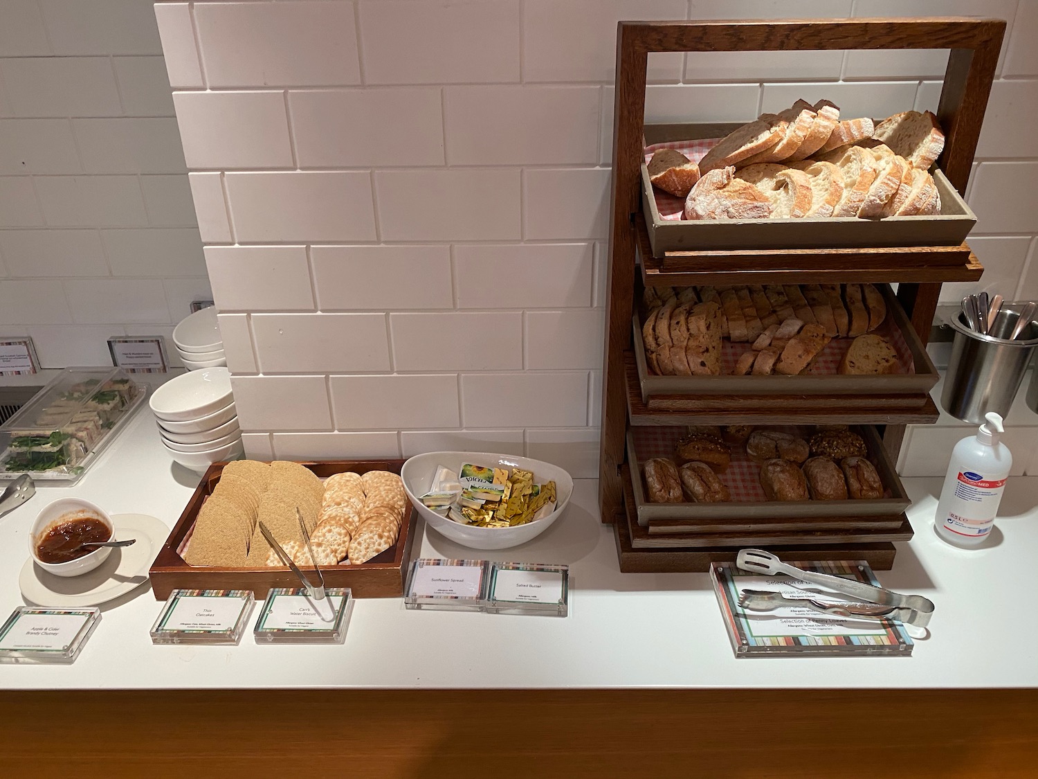a trays of bread and pastries on a counter