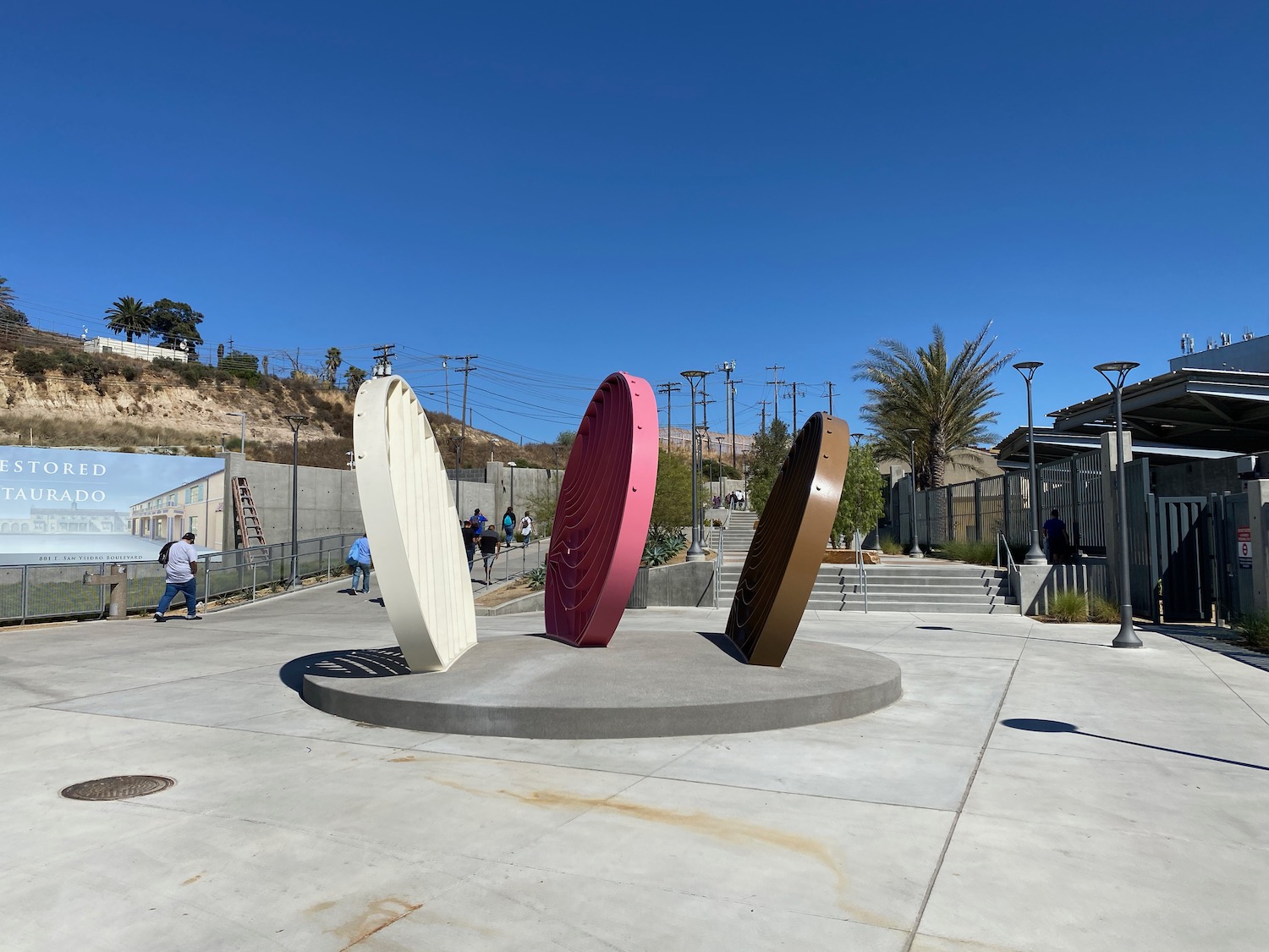 a group of sculptures in a park