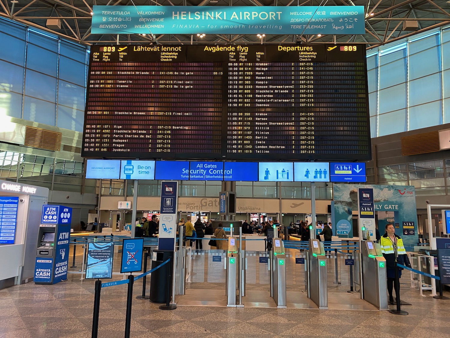 a sign in a airport