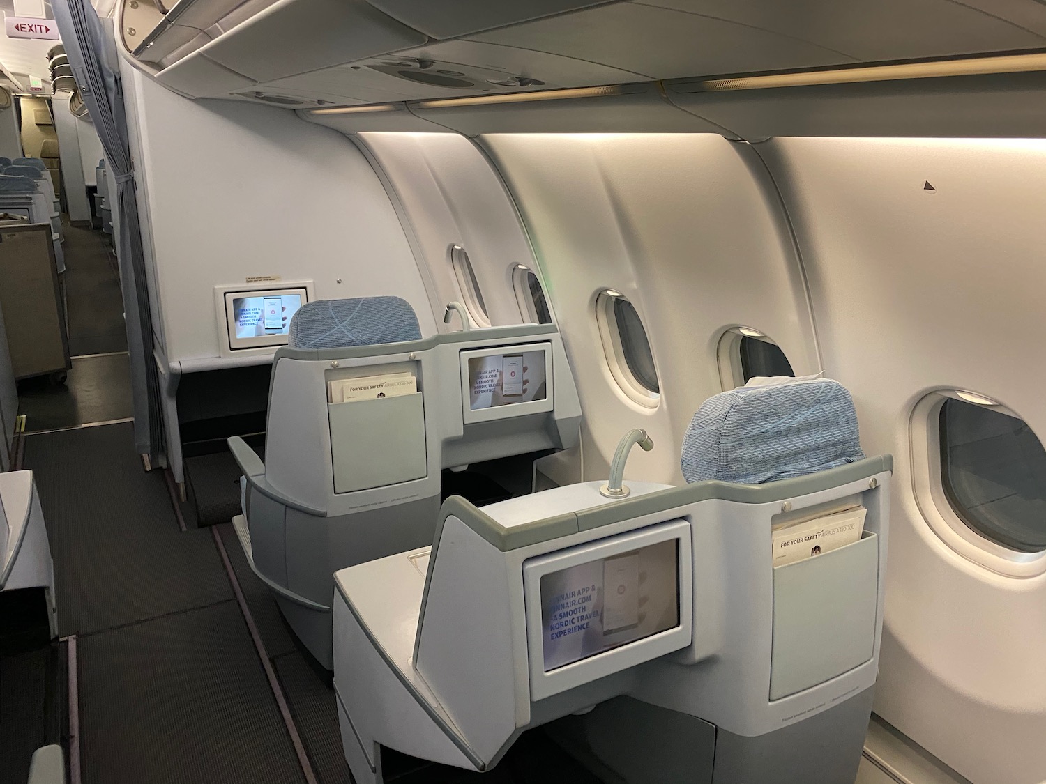 an airplane with seats and windows