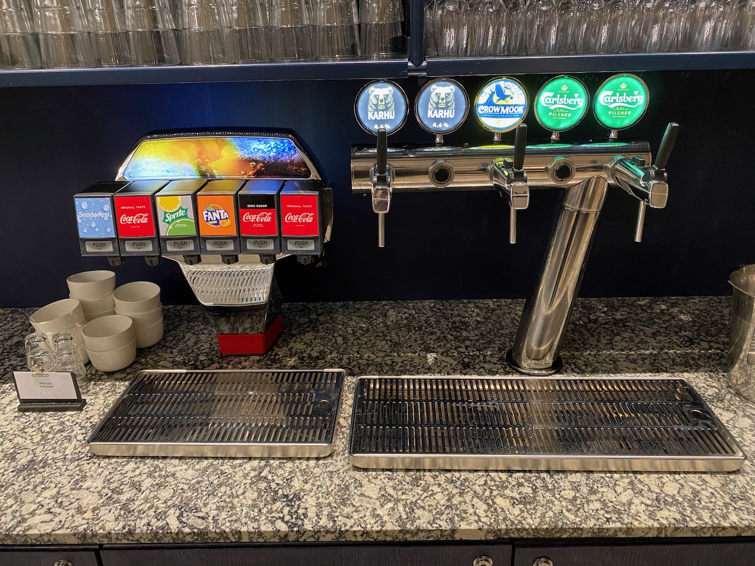 a soda dispenser and a drink dispenser