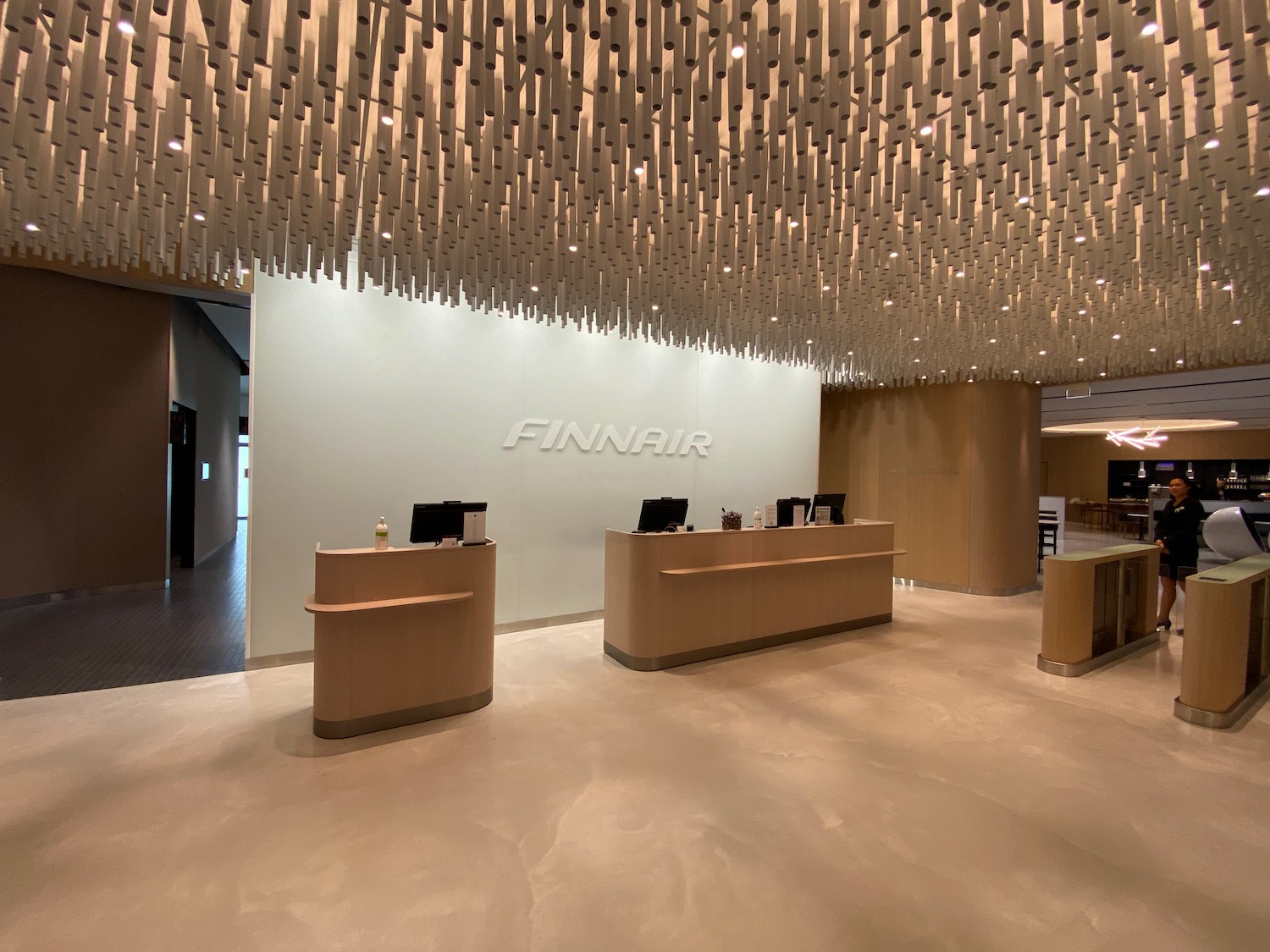 a reception desk in a building