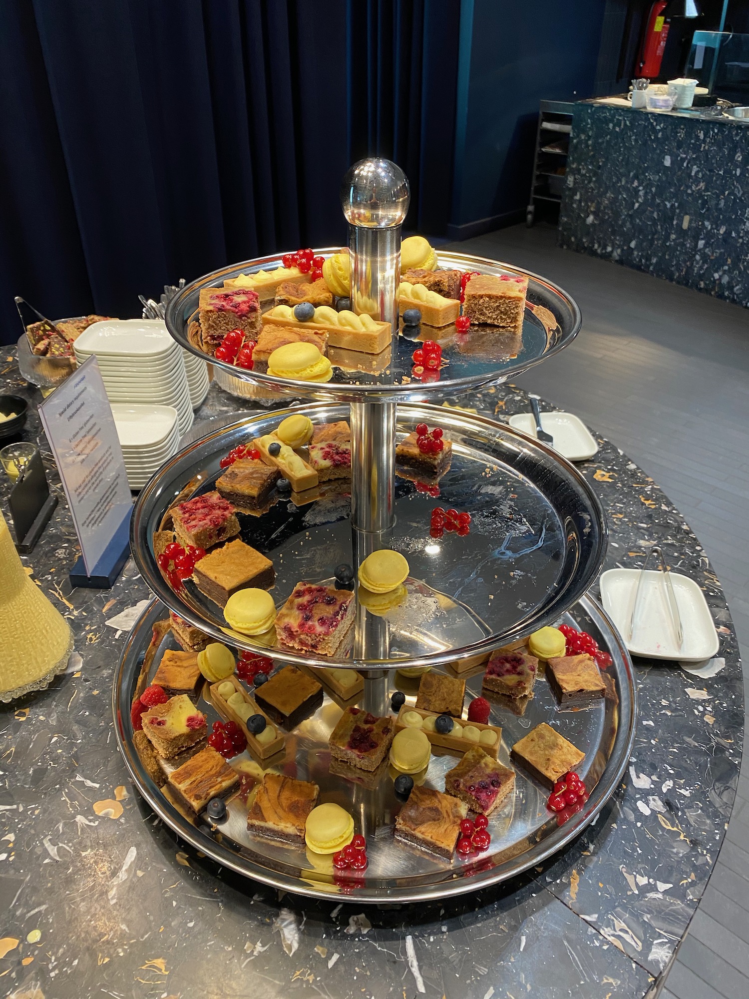 a tray of desserts on a table