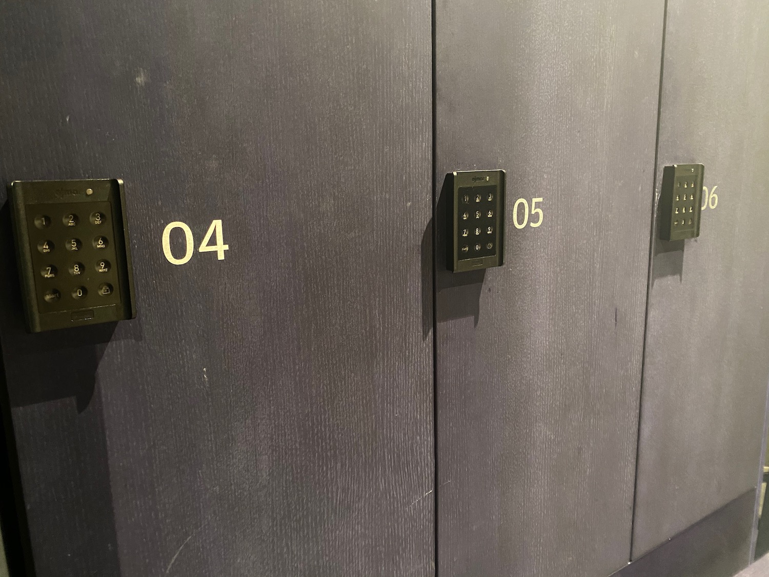 a lockers with numbers and buttons