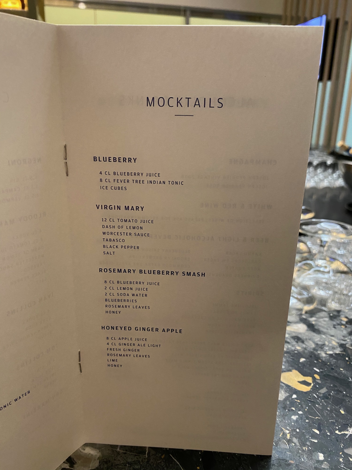 a menu of a restaurant