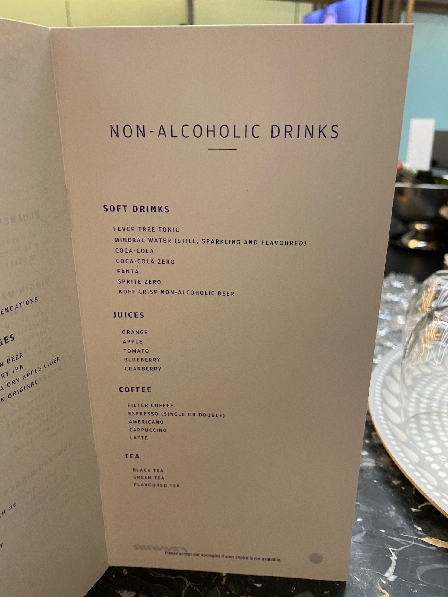 a menu on a table