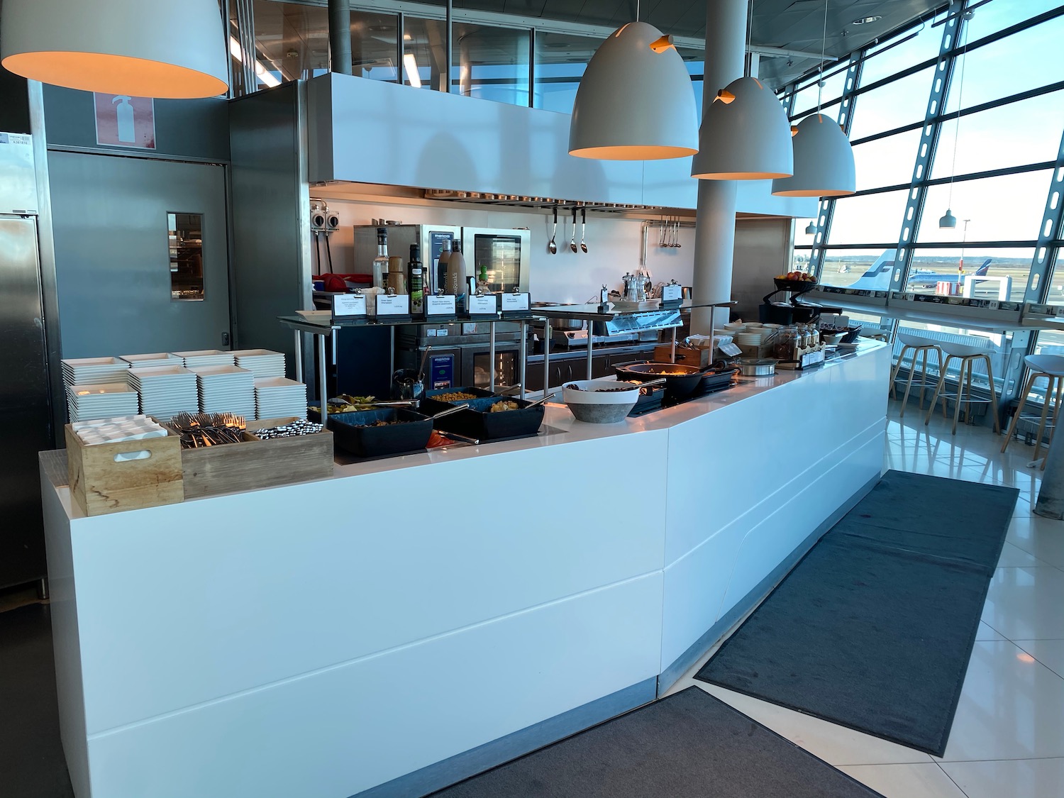 a food buffet in a room