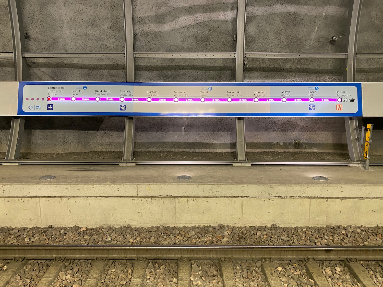 a train track with a light bar