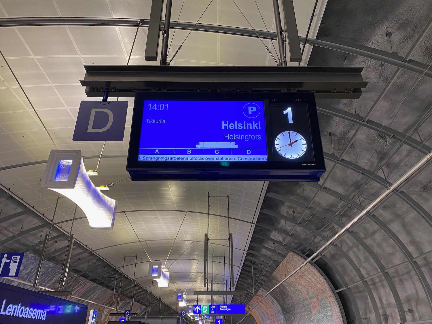 a digital sign in a train station