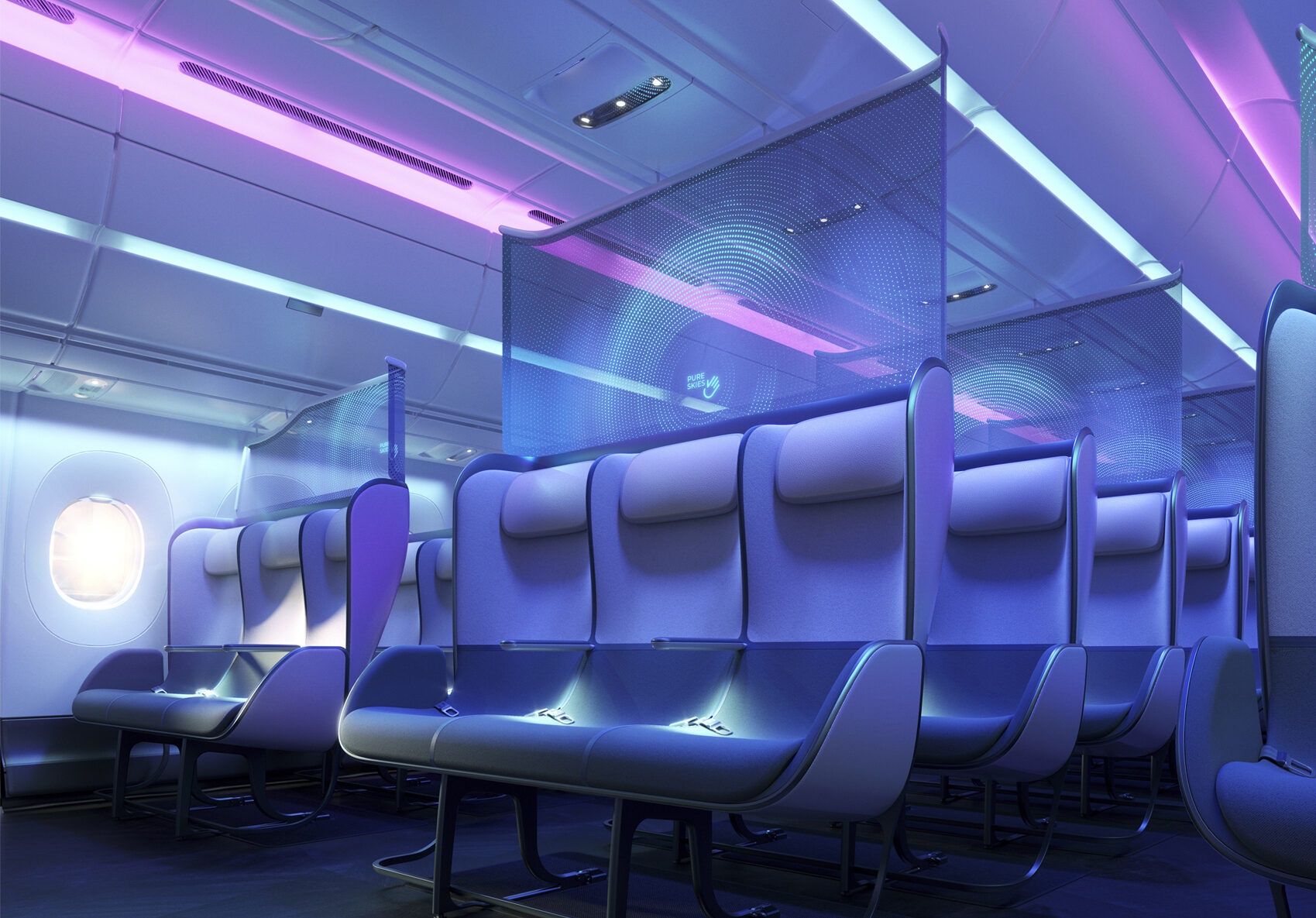 a row of seats in a plane