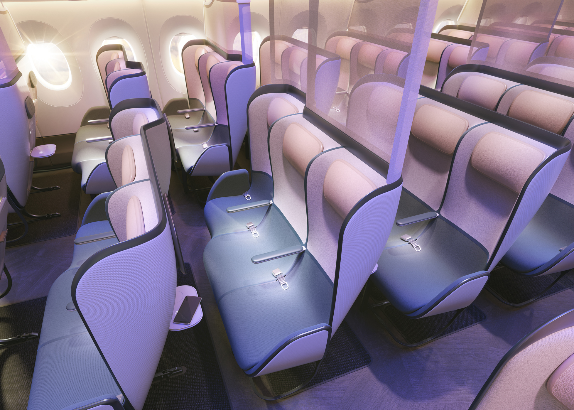 a row of seats in an airplane